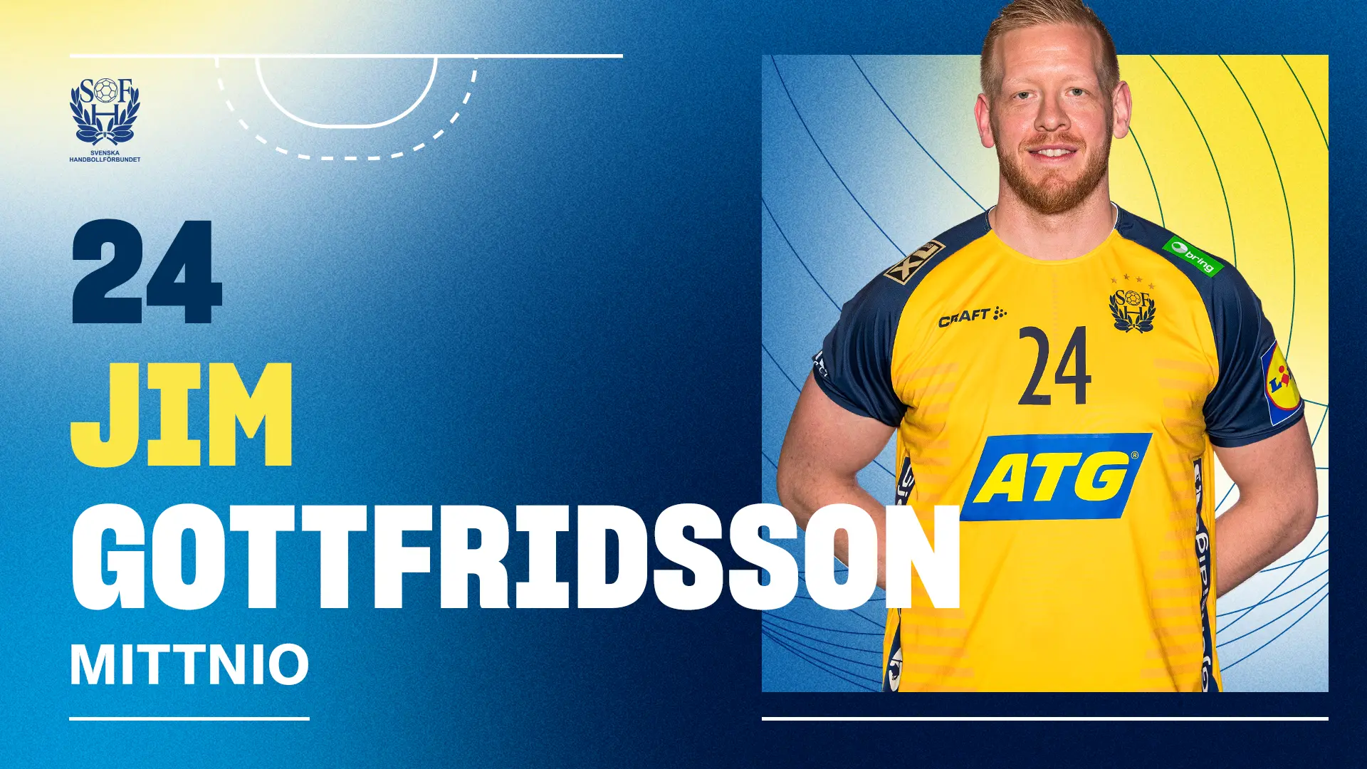 Jim Gottfridsson, number 24, Swedish national handball team player graphic